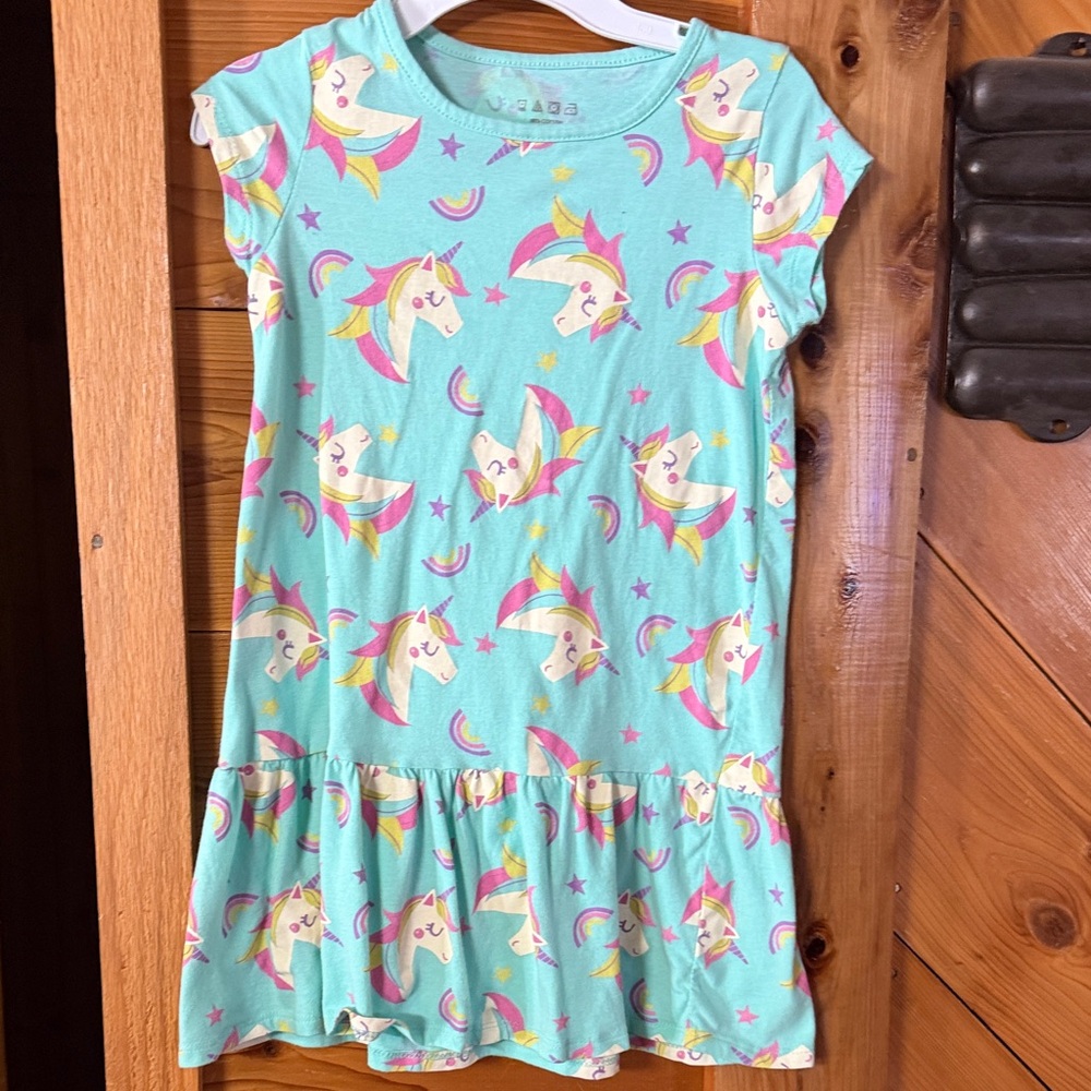 Cat & Jack Unicorn Print Casual Dress - Aqua